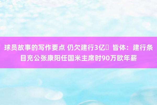 球员故事的写作要点 仍欠建行3亿❗皆体：建行条目充公张康阳任国米主席时90万欧年薪