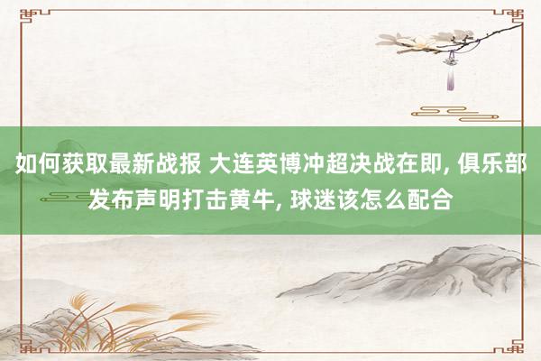 如何获取最新战报 大连英博冲超决战在即, 俱乐部发布声明打击黄牛, 球迷该怎么配合