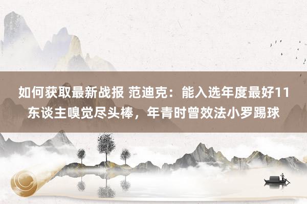 如何获取最新战报 范迪克：能入选年度最好11东谈主嗅觉尽头棒，年青时曾效法小罗踢球