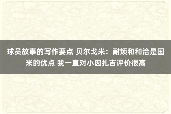 球员故事的写作要点 贝尔戈米：耐烦和和洽是国米的优点 我一直对小因扎吉评价很高