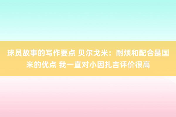 球员故事的写作要点 贝尔戈米：耐烦和配合是国米的优点 我一直对小因扎吉评价很高