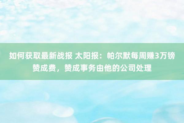 如何获取最新战报 太阳报：帕尔默每周赚3万镑赞成费，赞成事务由他的公司处理