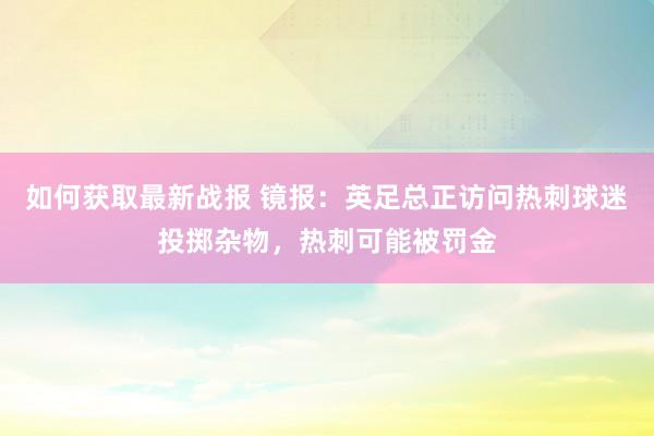 如何获取最新战报 镜报：英足总正访问热刺球迷投掷杂物，热刺可能被罚金