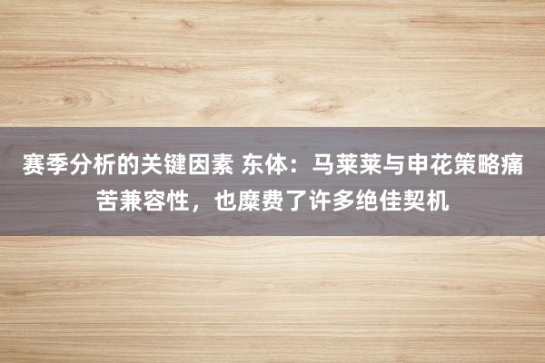 赛季分析的关键因素 东体：马莱莱与申花策略痛苦兼容性，也糜费了许多绝佳契机