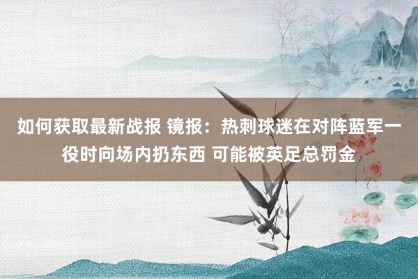 如何获取最新战报 镜报：热刺球迷在对阵蓝军一役时向场内扔东西 可能被英足总罚金