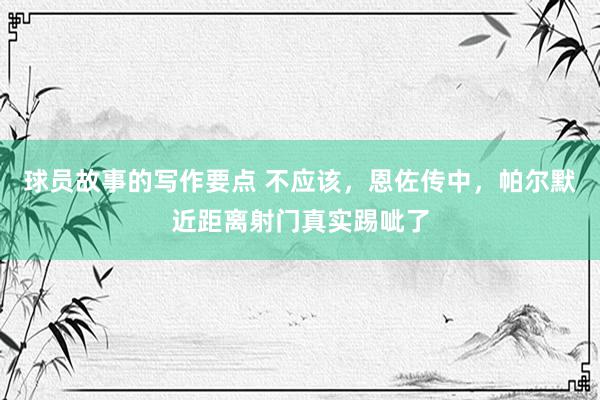 球员故事的写作要点 不应该，恩佐传中，帕尔默近距离射门真实踢呲了